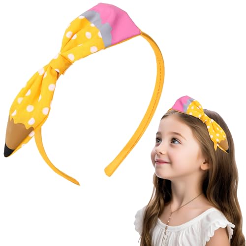 Cute Yellow Pencil Headband for Girls - Polka Dot Hair Accessory
