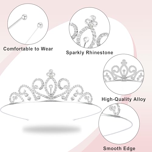 GLITZJOY 10-Piece Sparkly Rhinestone Princess Tiara Headband Set for Women & Girls