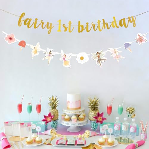 Fairy 1st Birthday Banner Set - Garden Theme Party Decoration