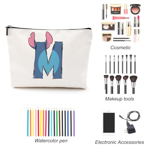 LONGXIN Personalized Initial Makeup Bag Monogram Gift Stitch M - Small Cosmetic Pouch
