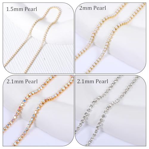 Metal Nail Art Chains for DIY Manicure - 6 Strips of Luxury Pearl & Gem Designs