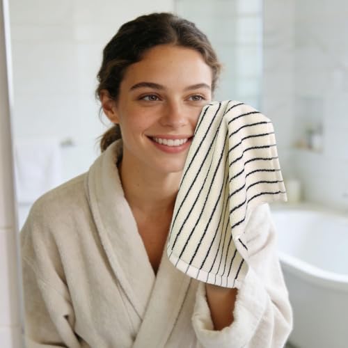 Jacquotha Striped Cotton Washcloths, 13" x 13" - 4 Pack