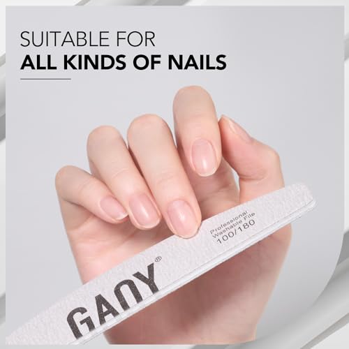 GAOY 10Pcs Professional Nail Files - 100/180 Grit Washable Emery Boards