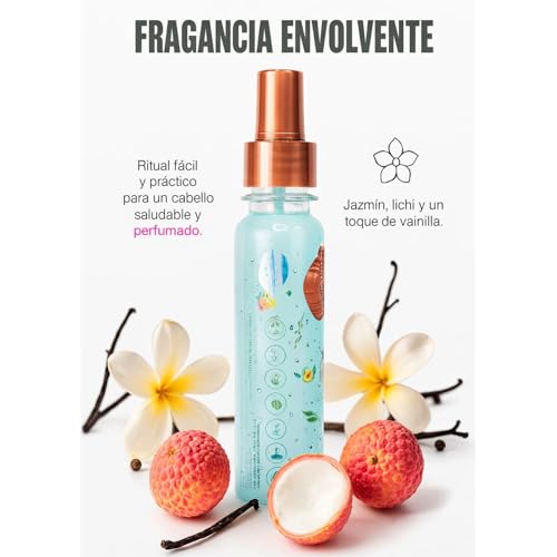 Perfume Termoprotector para Cabello, Sin Alcohol, Antifrizz, Desenredante, Protecci?n solar, Con Feromonas, Aroma Ritual de Tentaci?n Jazm?n y Vainilla 120ML. Todo tipo de cabello.
