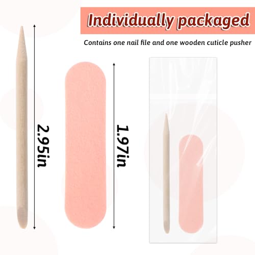 40 Pack Mini Nail File & Wooden Cuticle Pusher Set
