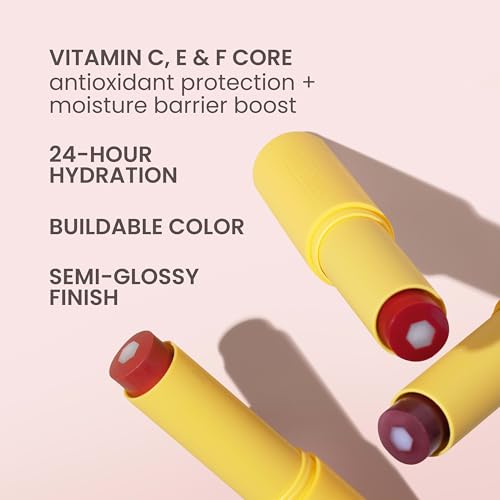 Burt¡¯s Bees Tinted Boosted Balm, Misty Mauve, Hydrating Tinted Lip Balm with Vitamin C, E, and F Core, 24 Hour Lip Moisturizer with Responsibly Sourced Beeswax, 100% Natural Origin, 1 Count, 0.16oz