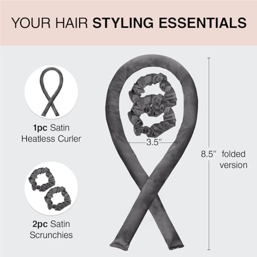Kitsch Satin Heatless Curlers Set - Overnight Frizz-Free Curls