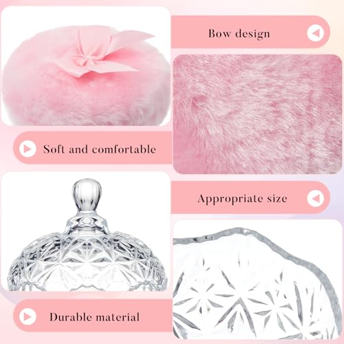 Tioncy Clear Body Powder Container Set with 2 Velour Puffs