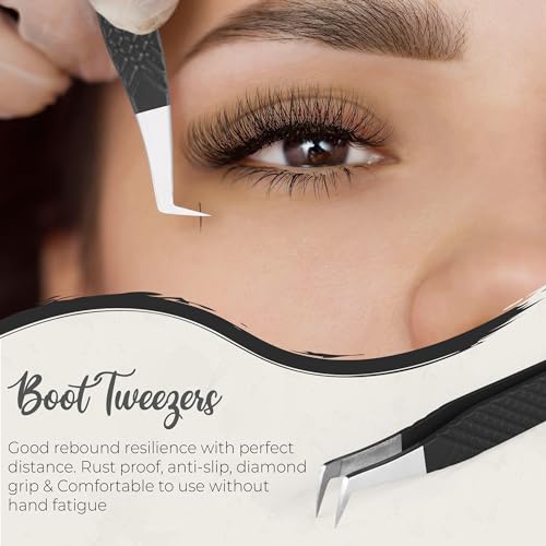 Super Venus 3-Piece Lash Tweezers Set - Precision Japanese Steel for Eyelash Extensions