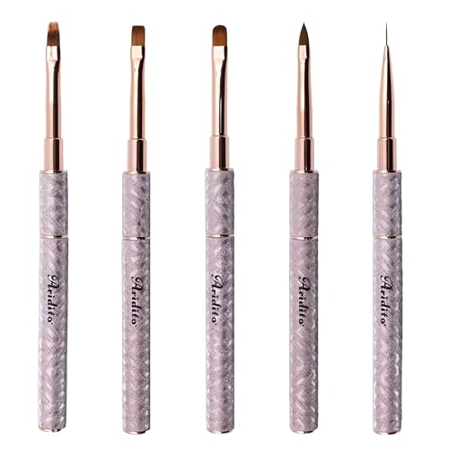5-Piece Professional Nail Art Brush Set with Metal Handles