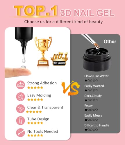 BISHENGYF 3D Nail Gel Kit - Rose Gold & Silver Chrome Powder 15g