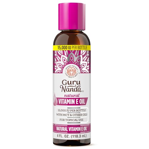 GuruNanda Vitamin E Oil 4 fl oz – Pure & Natural Skin, Hair & Nail Oil (Pack of 1)