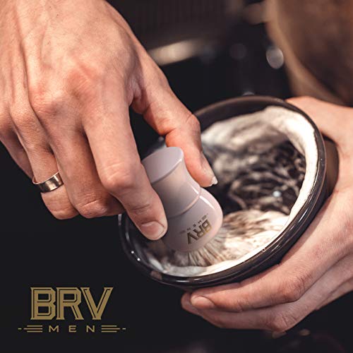 BRV MEN Pure Badger Shaving Brush, 24mm Large Knot, Heavy Resin Handle