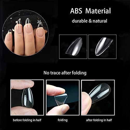 Ohlove 500Pcs Almond Clear Full Cover Nail Tips (10 Sizes) - A-Almond-Clear fake nails