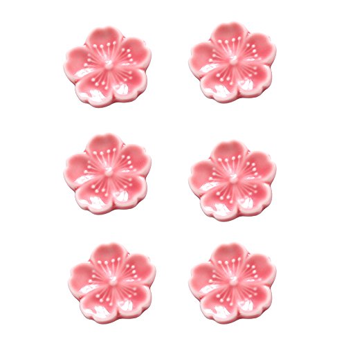 Cherry Blossom Ceramic Chopsticks Rest - Set of 6 Elegant Tableware