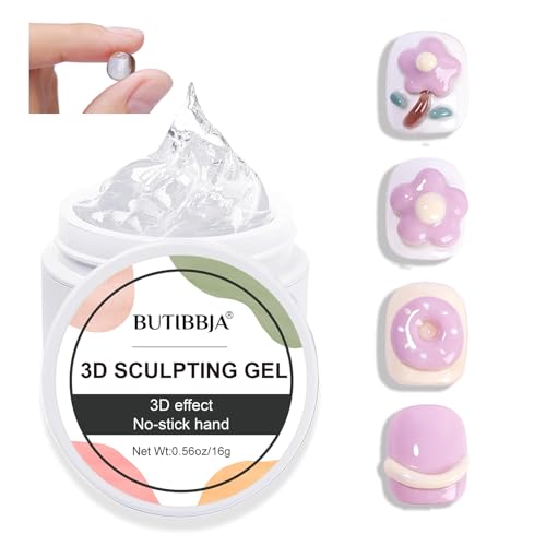 Butibbja 0.56oz Clear Solid Builder Gel for Nails, 3D Nail Art & Sculpting with Silicone Mold