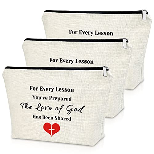3PCS Beige Christian Makeup Bag - Teacher Appreciation Gifts
