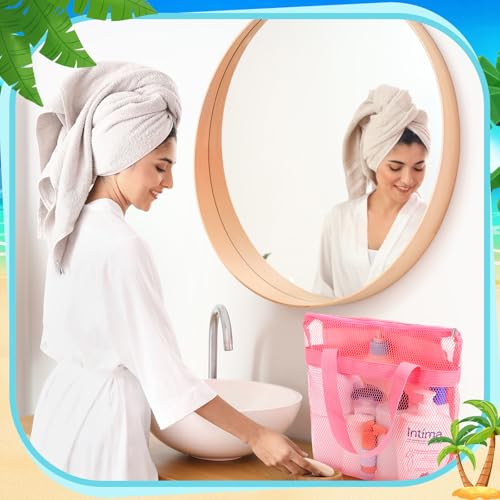 Fluorescent 6-Pack Mesh Beach & Shower Bags Portable Tote with Handles