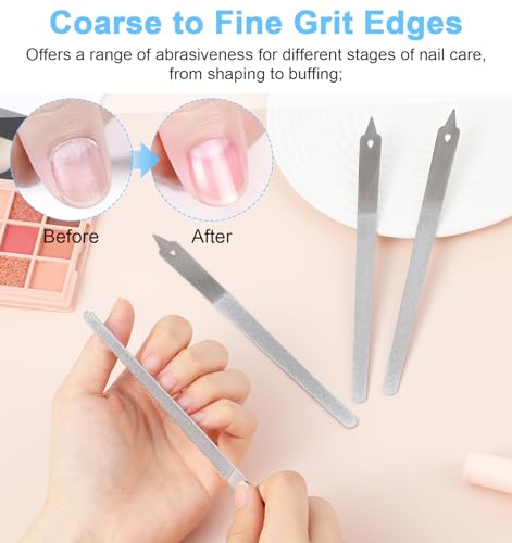 4PCS Diamond Nail File Set - 6" Stainless Steel for All Nails