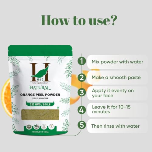 H&C Organic Orange Peel Powder for Face Masks, 227g - Natural Skin Care