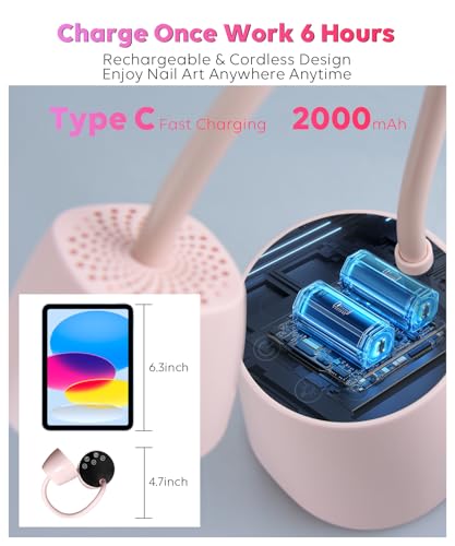 Auduto Dark Pink 2-in-1 UV LED Nail Lamp - 27W Cordless Quick Dryer