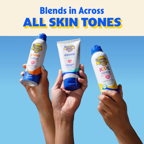 Banana Boat Sensitive Mineral Sunscreen SPF 50, 5 Fl Oz - Non-Greasy, Water-Resistant Protection