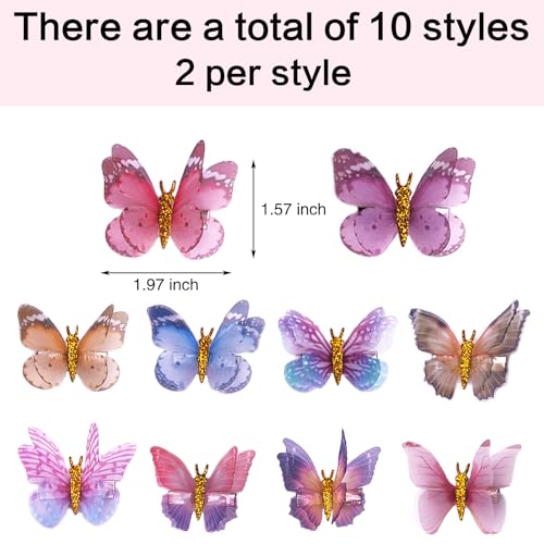 Tatibana Glitter Butterfly Hair Clips - 20 PCS Fabric Accessories