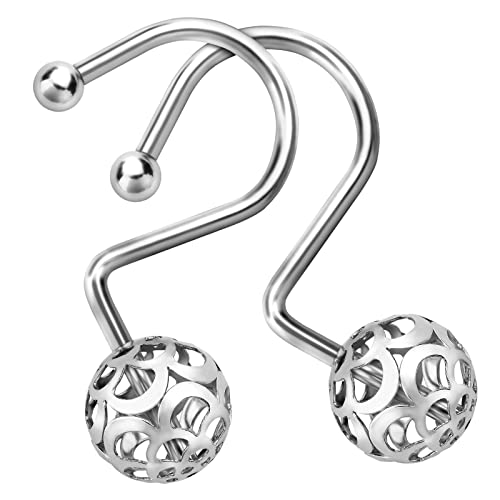 MitoVilla Chrome Metal Shower Curtain Rings - Rust-Proof Hooks, 12 Pack