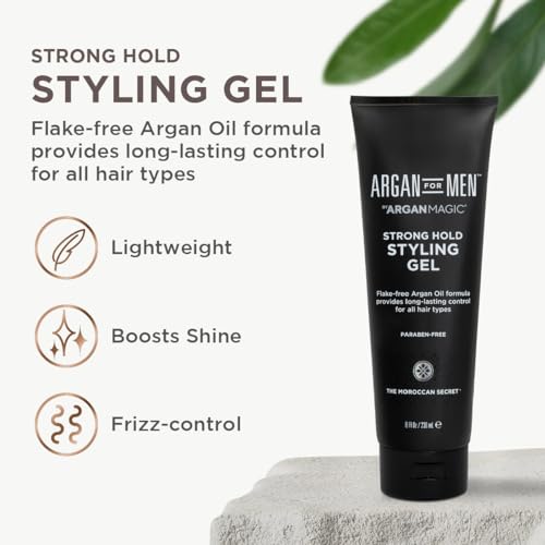 Argan Magic Strong Hold Hair Gel with Argan Oil - Flake-Free, Long-Lasting Control, 8oz