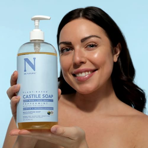 Dr. Natural Peppermint Castile Liquid Soap, 32 oz - Plant-Based & Multi-Purpose