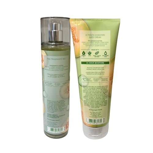 Bath & Body Works Cucumber Melon Fragrance Mist & Body Cream Set - 8oz Each