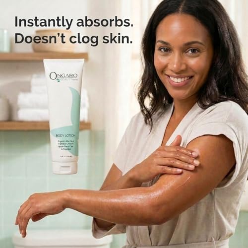 Ongaro Beauty Organic Body Lotion - Light Citrus Apricot Scent, 8oz
