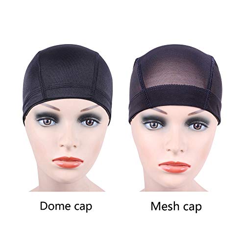 YANTAISIYU 2 Pcs Black Mesh Wig Caps - Stretchable Nylon Dome Caps