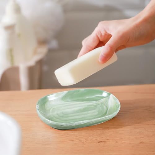 Handcrafted Marble Texture Ceramic Soap Dish - Non-Slip Holder