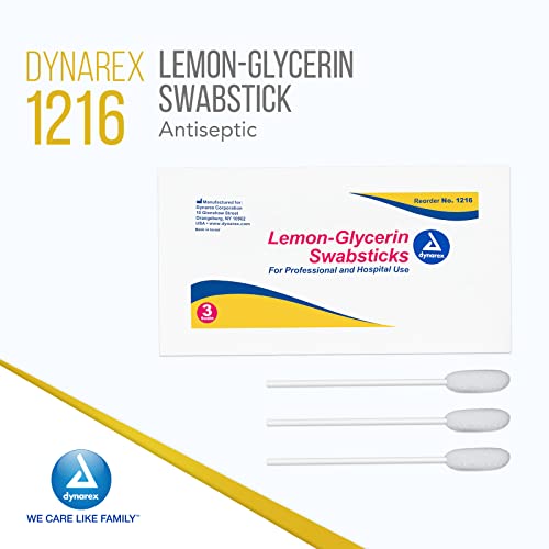 Dynarex Lemon-Glycerin Swabsticks 75 Pack - Soothing Oral Hygiene for Dry Mouth