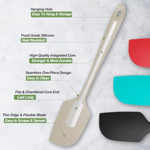 Vovoly Large Silicone Spatula Set - 600°F Heat Resistant, BPA Free