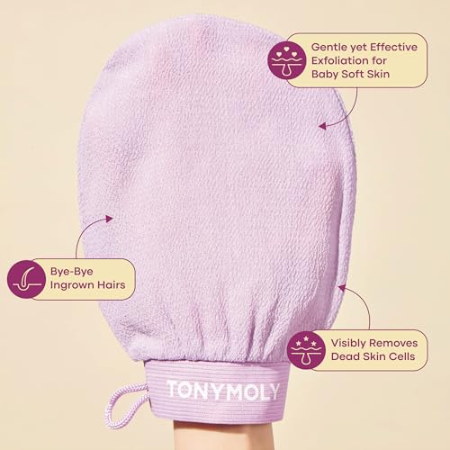 TONYMOLY Plum Bum Exfoliating Gloves - Korean Deep Scrub Towel 2pk