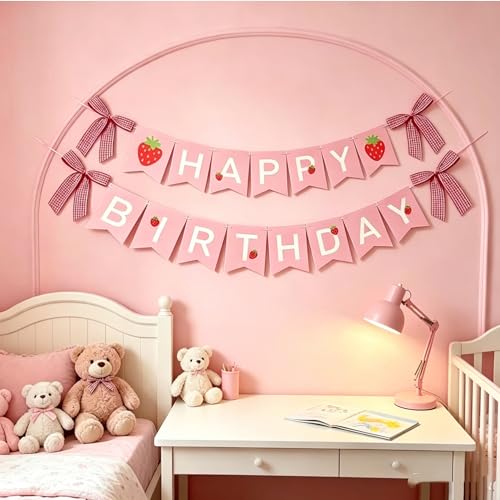 Strawberry Birthday Banner - Reusable Happy Birthday Garland
