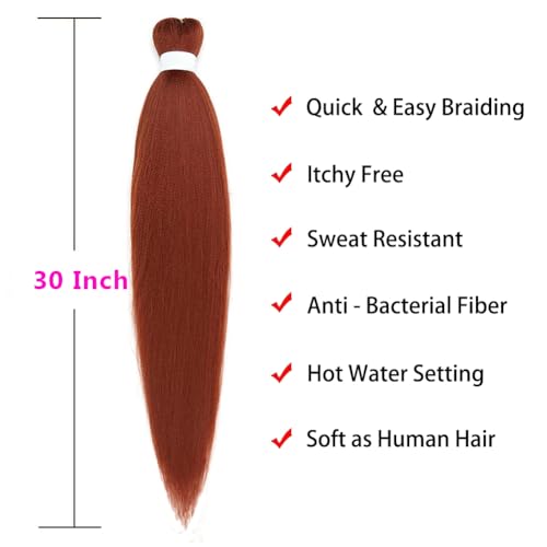 Alremyssy Burgundy Pre-Stretched Braiding Hair - 30 Inch Synthetic Extensions