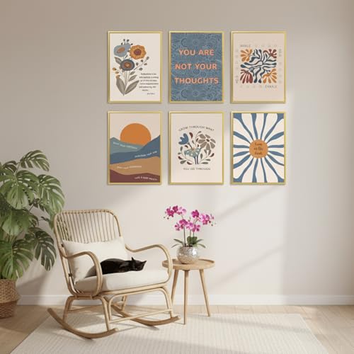 Motivational Mental Health Posters - Set of 6 Boho Prints 8x10in