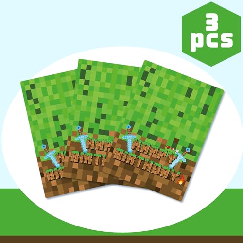 Pixel Gaming Party Tablecloths - 3 Pack | Video Game Birthday Supplies