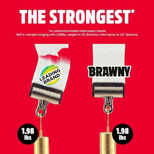 Brawny 3-Ply Paper Towels, 6 Double Rolls with Customizable Sheet Sizes