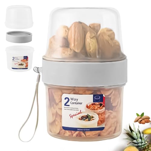 Double Layer Cereal and Milk Container - 36 oz Portable Storage