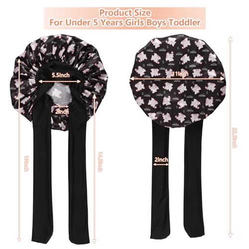 Kids Satin Bonnet Set – 3 Pack Pink Black Beige Baby Hair Care Accessories