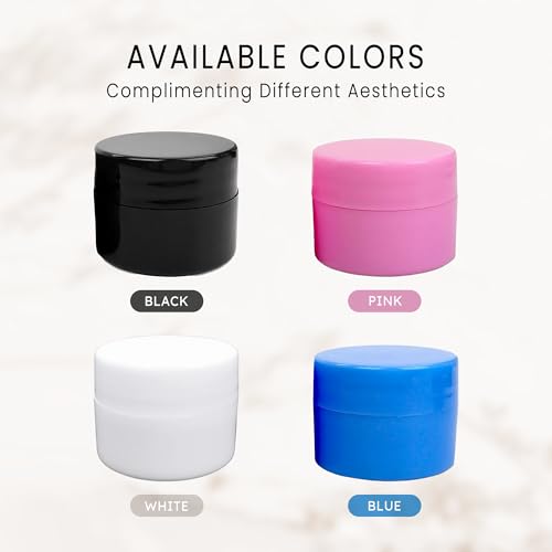 Beauticom 36 Black Plastic Jars with Foam Lined Lid - 7g/7ml