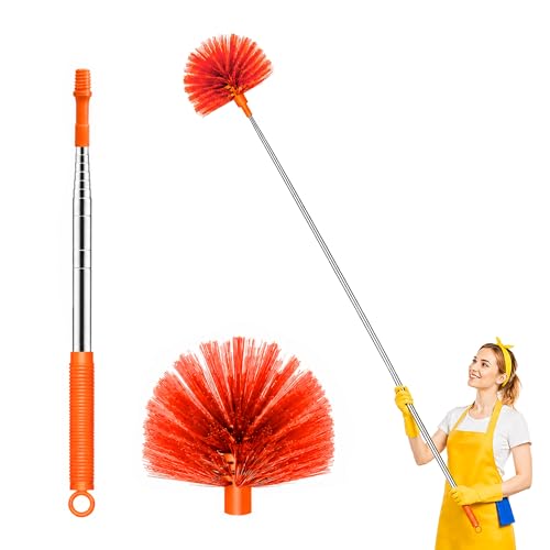 Cobweb Duster with Extension Pole - 82" Reach, Washable & Compact