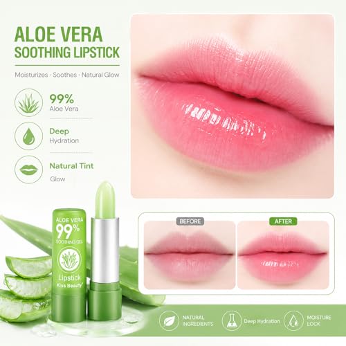 Firstfly Aloe Vera Color Change Lip Balm - 2 Pack, Moisturizing & Long Lasting