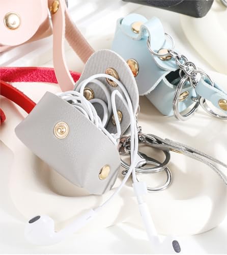 Alunsito Mini Coin Purse Keychain - 6 Pcs PU Leather Bag Charm A