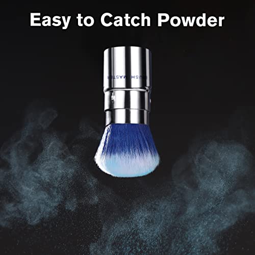 Blue Retractable Kabuki Makeup Brush - Portable Powder Brush