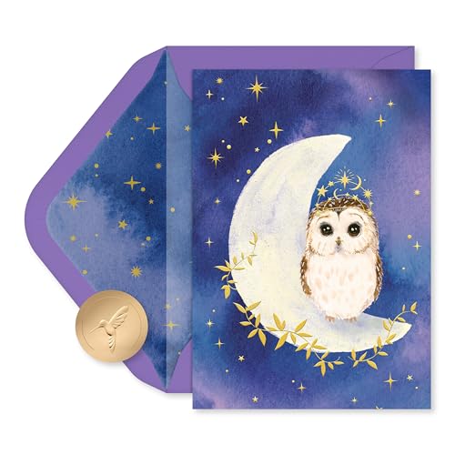 Papyrus Celestial Owl Watercolor Blank Note Cards - 12 Count